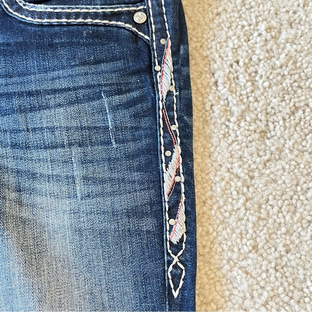 Rock Revival Embroidered Dark Blue Women's Skinny Jeans Sz 29 Cowgirl Chic Rare‎ - Picture 5 of 12